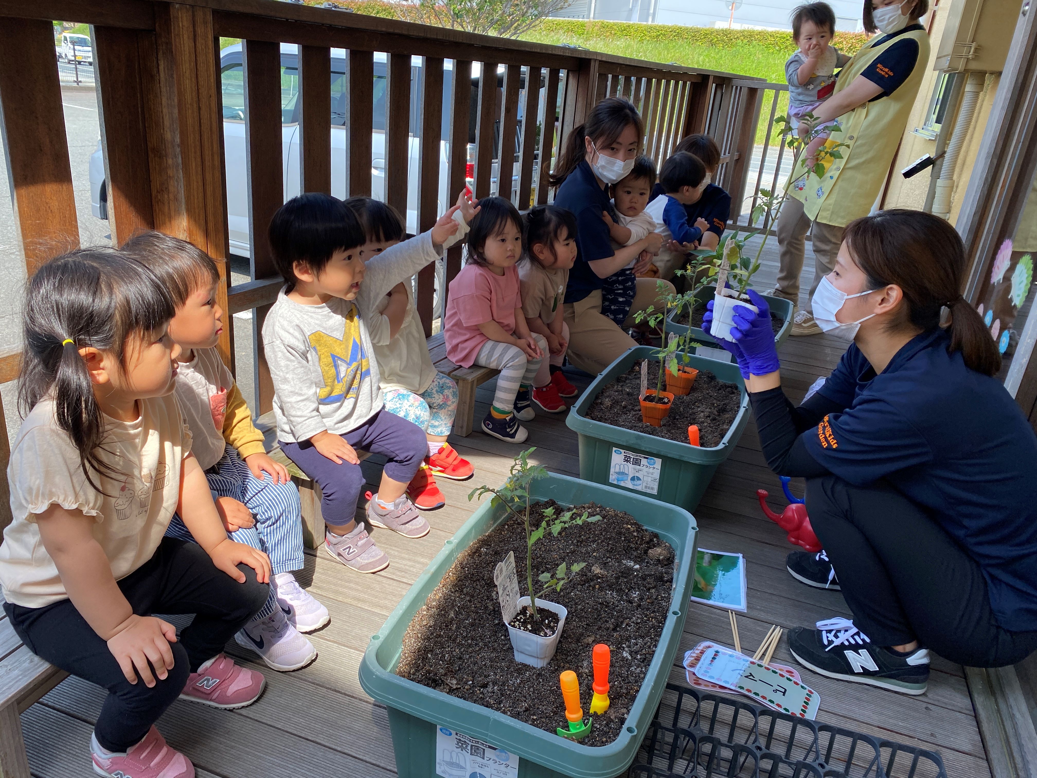 ５月「母の日制作💐・夏野菜の苗植え🍅・お誕生日会🎂」