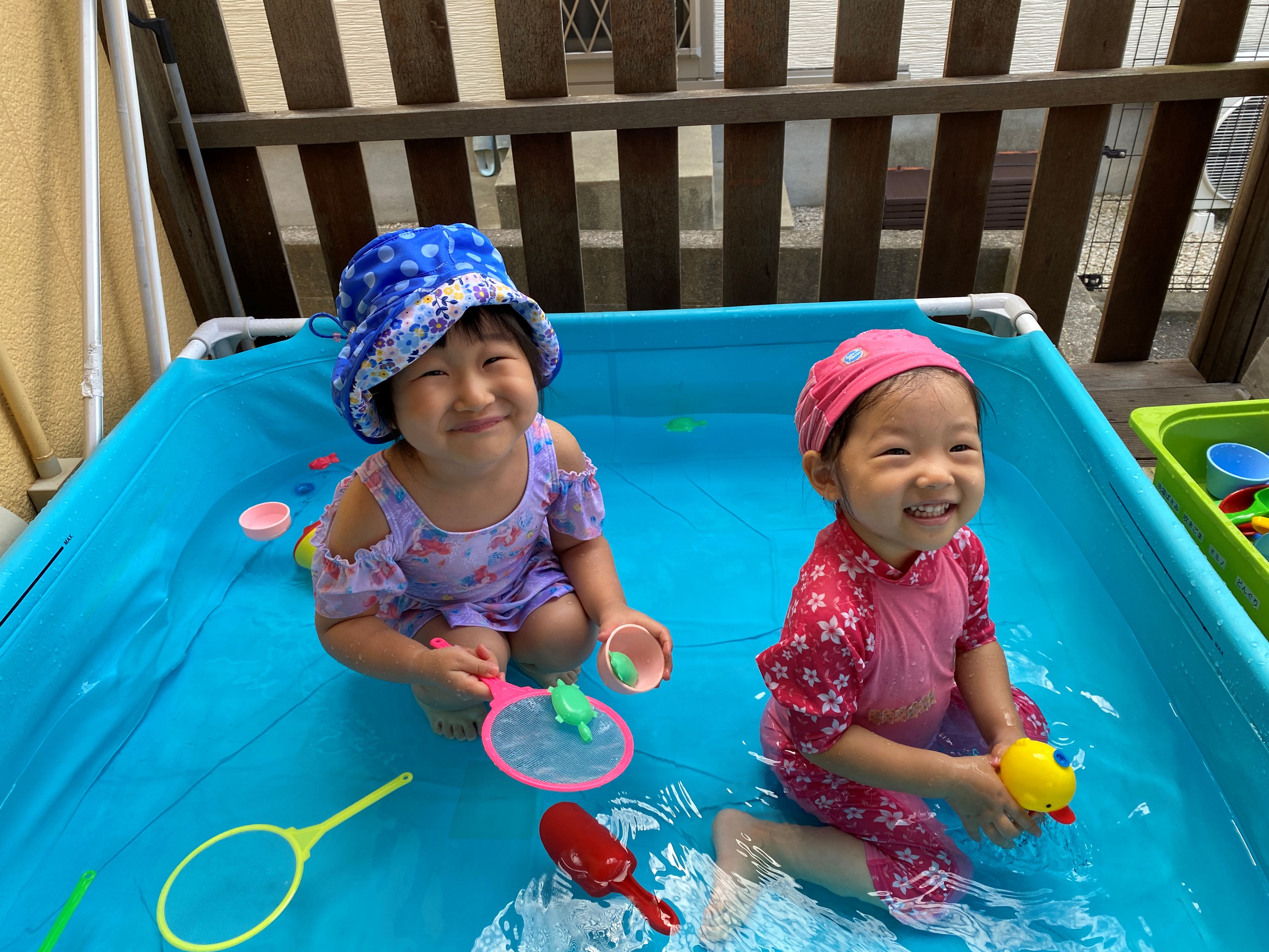 ７月「七夕🎋・とうもろこしの皮むき🌽・プール活動🏊」